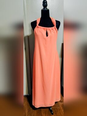 Women's Coral Halter Maxi Dress NWT